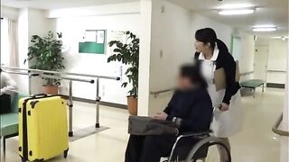 Nurse helps her patient with physiotherapy