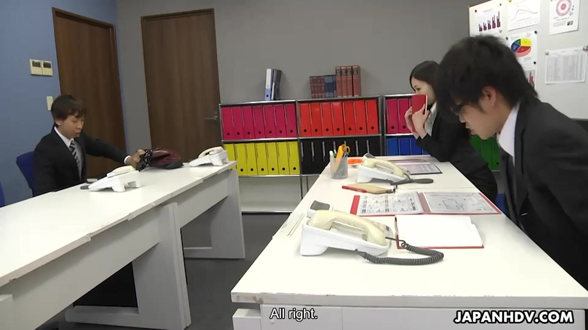 Misaki Yoshimura sucks off a colleague in her office